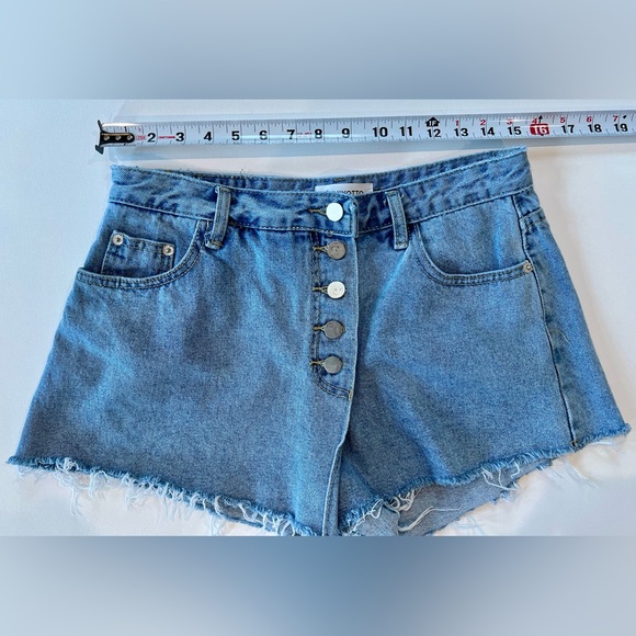 PINKYOTTO Denim Shorts New York Denim Frayed Skort Pockets Y2K - Picture 8 of 11